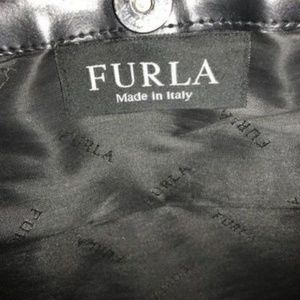 FURLA ~ Large Black Leather Shoulder Tote Bag